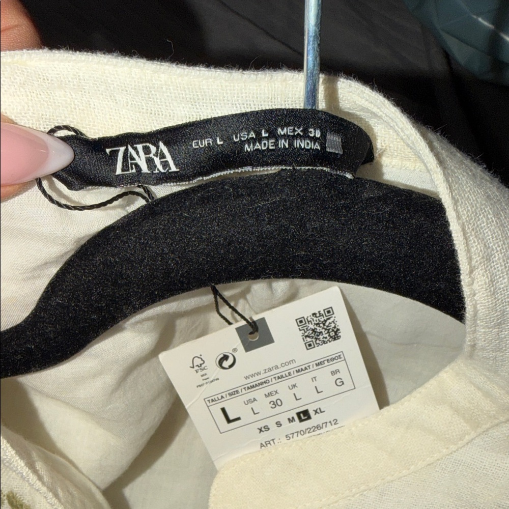ZARA Cream Embroidered Button-Down Dress - Picture 2 of 3